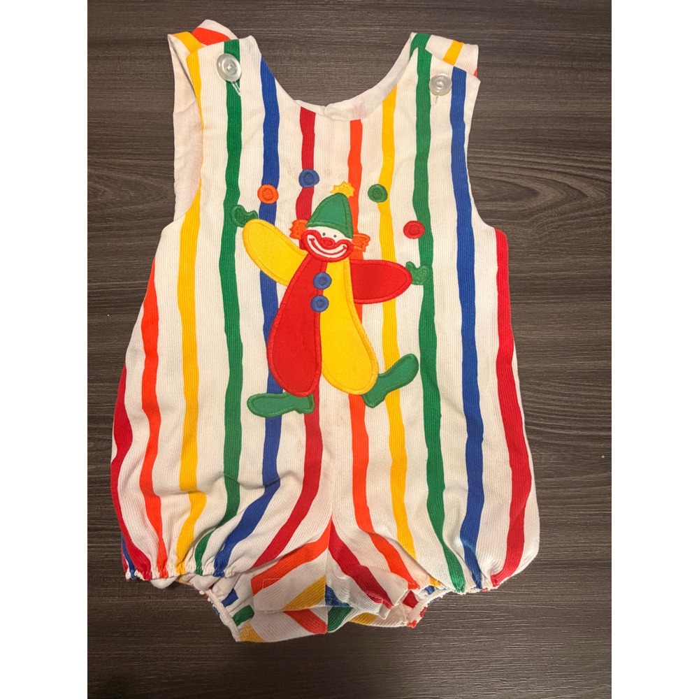 Vintage Kellys Kids Rainbow Stripe Clown Sunsuit Bubble Romper 2T Made in USA